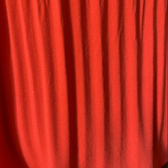 ADRIANNA PAPELL Coral top pleated chiffon ruffle sleeves large - Picture 8 of 8